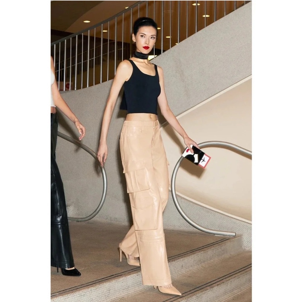 Alice and Olivia Luis Vegan Leather Cargo Pants